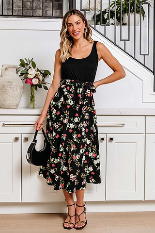 A Palloncino Abito Midi A Fiori Luisa Beccaria Abito Midi