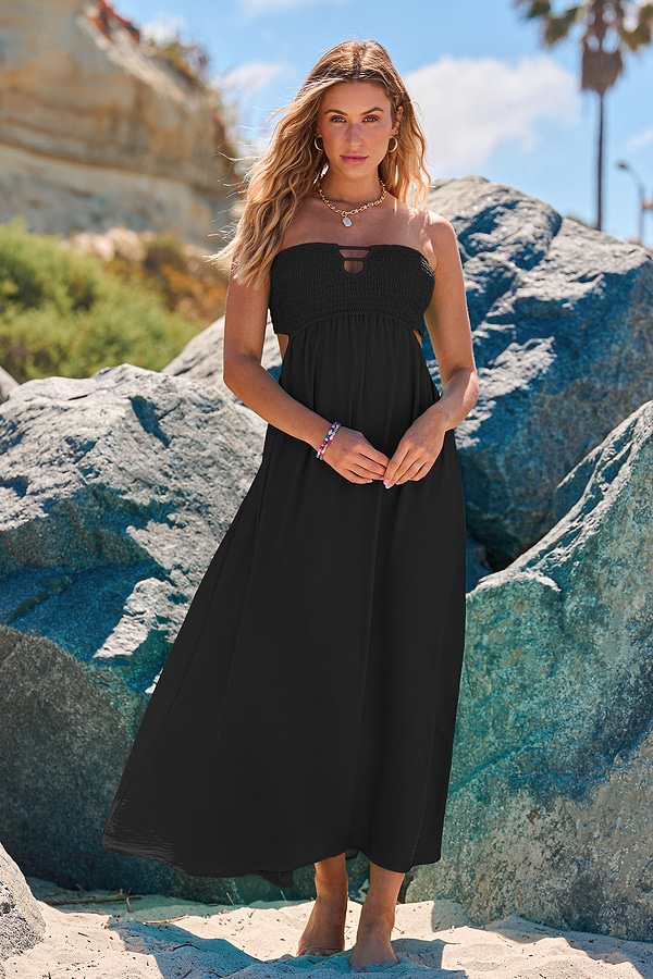 chinese dress ladies Baltic Born Womens Summerlin Lace Top Maxi Dress | Black