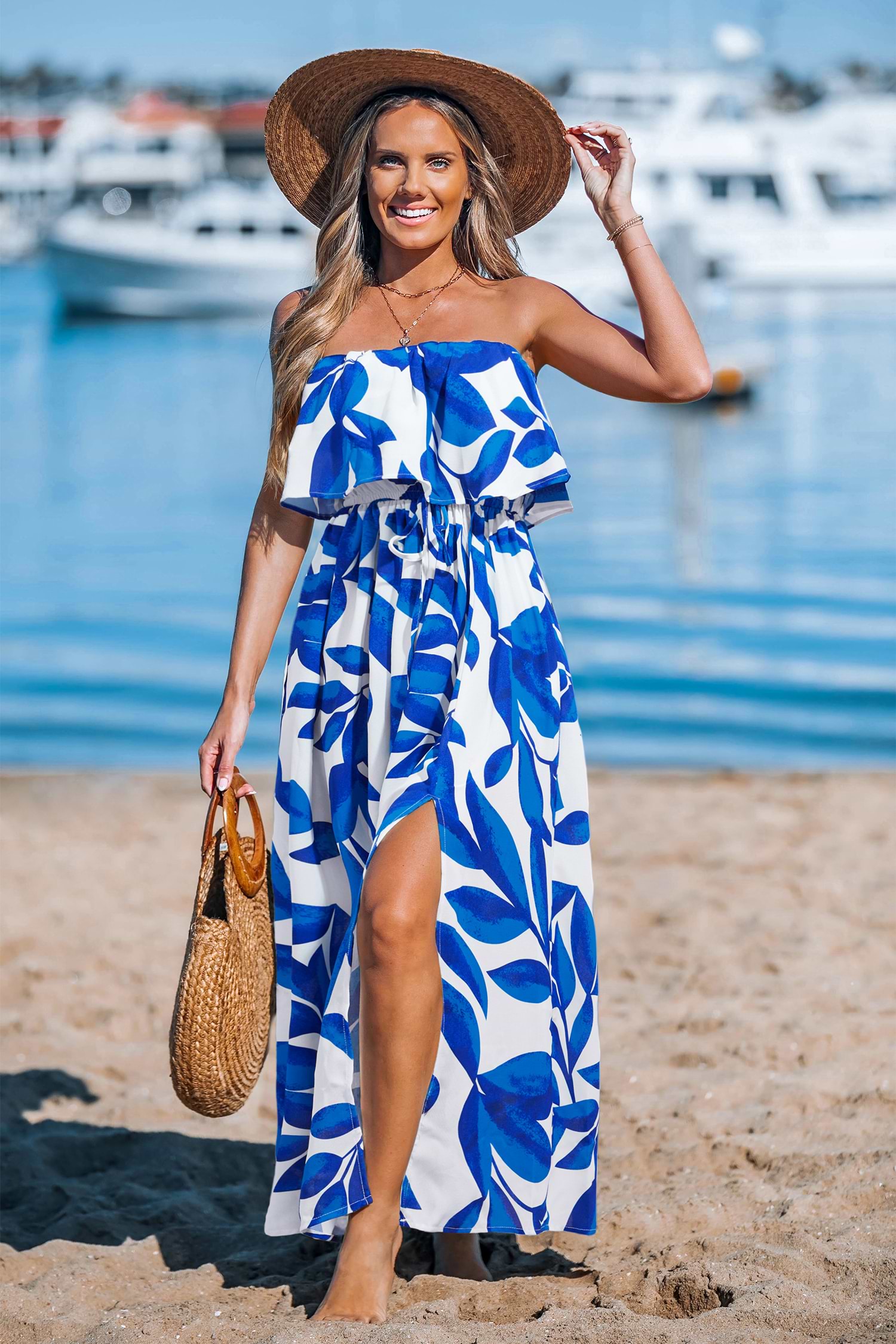 Floral Sweetheart Twist & Keyhole Maxi Dress