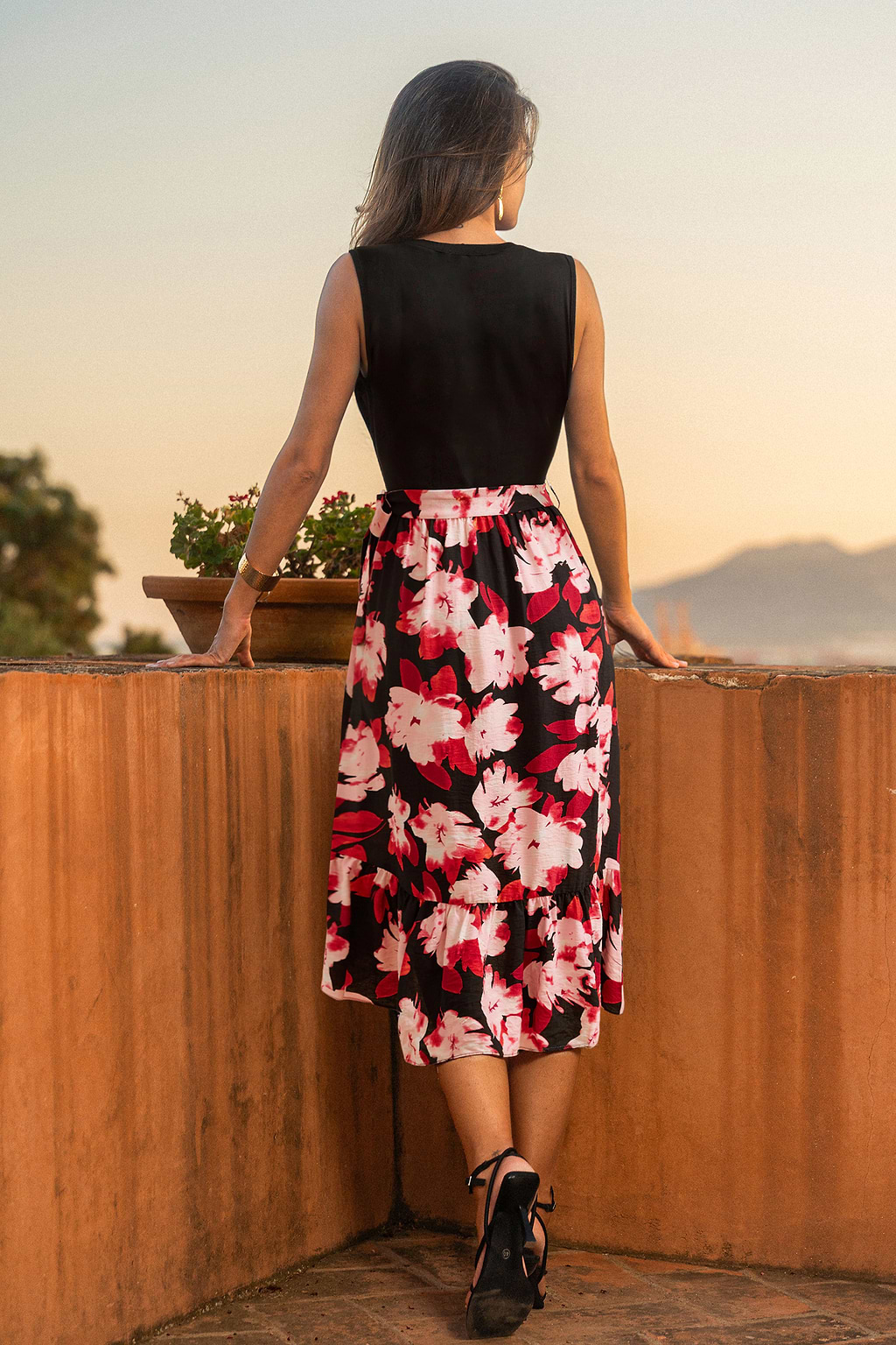 Garden Way bloemen midi-jurk