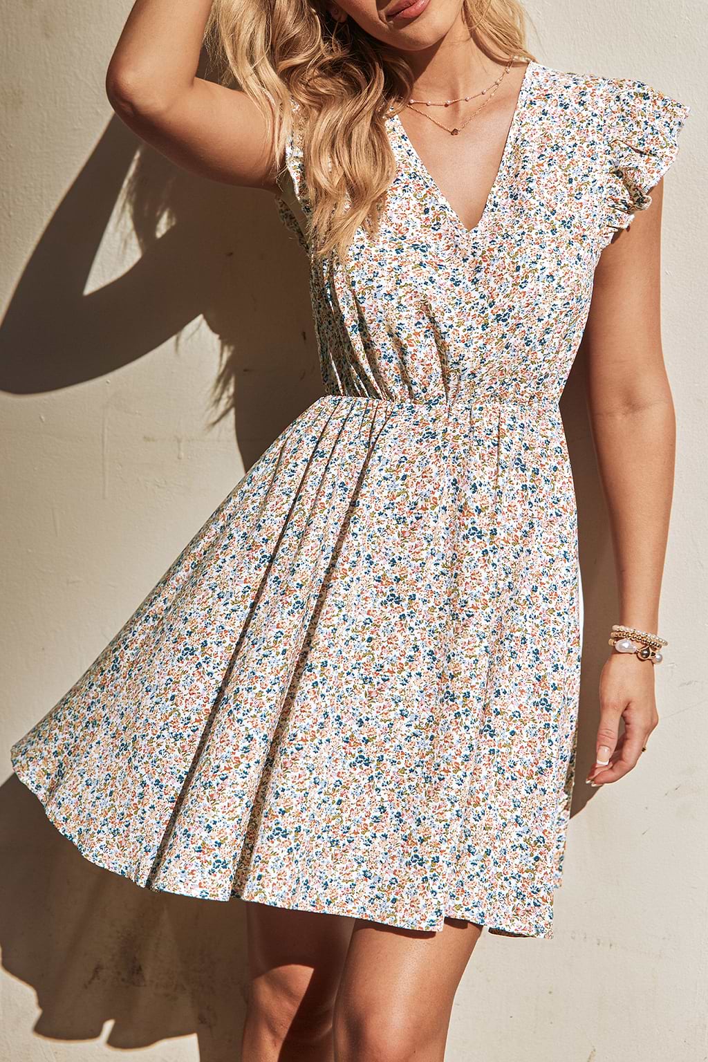 Zoete Zonneschijn Bloemen Mini Jurk