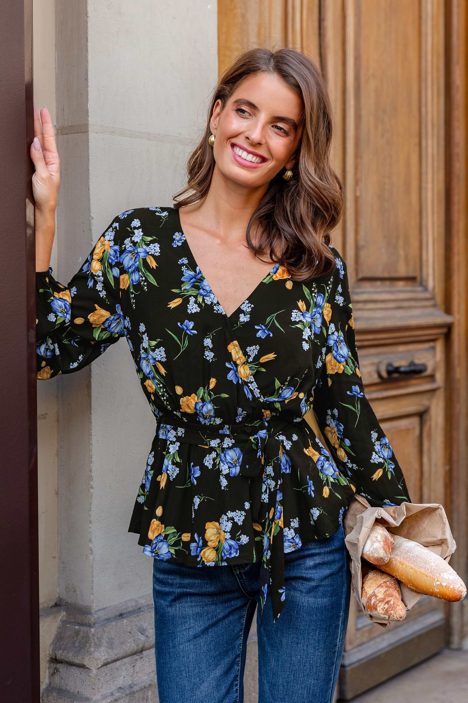 Red Floral Off Shoulder Ruffled Top