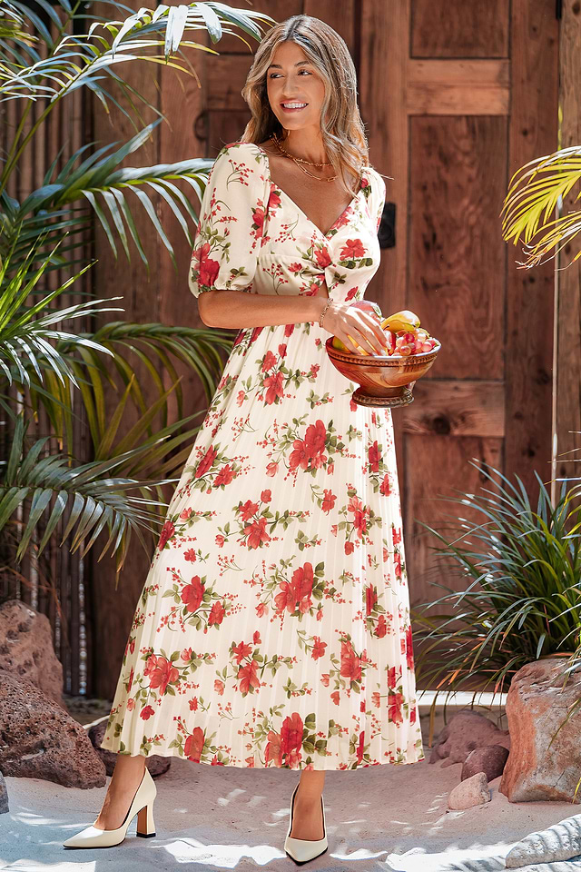versatile floral midi-dress reviews Rihoas Elegant Cap-Sleeve Floral A-Line Midi Dress with Sweetheart-Neck, Navy / M
