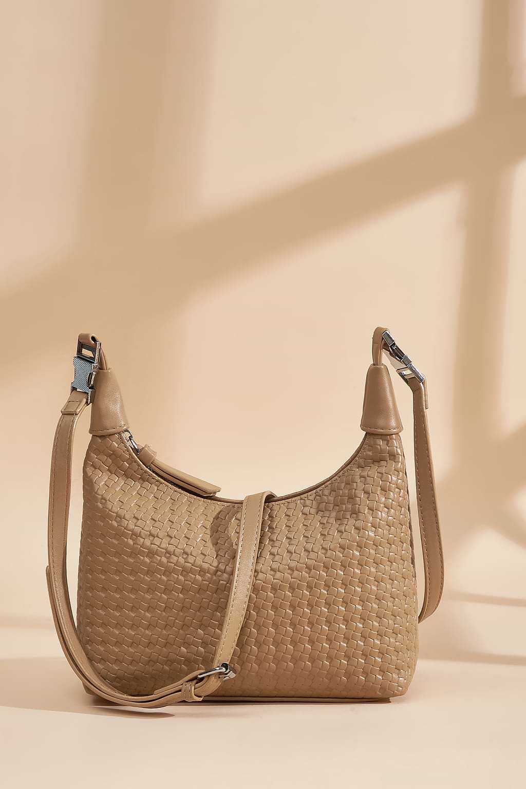 Interwoven Brown Faux Leather Bag