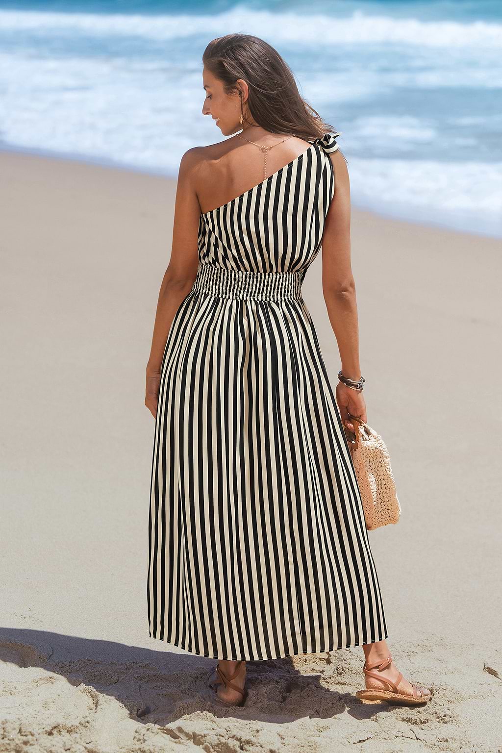 Café Date Striped Maxi Dress