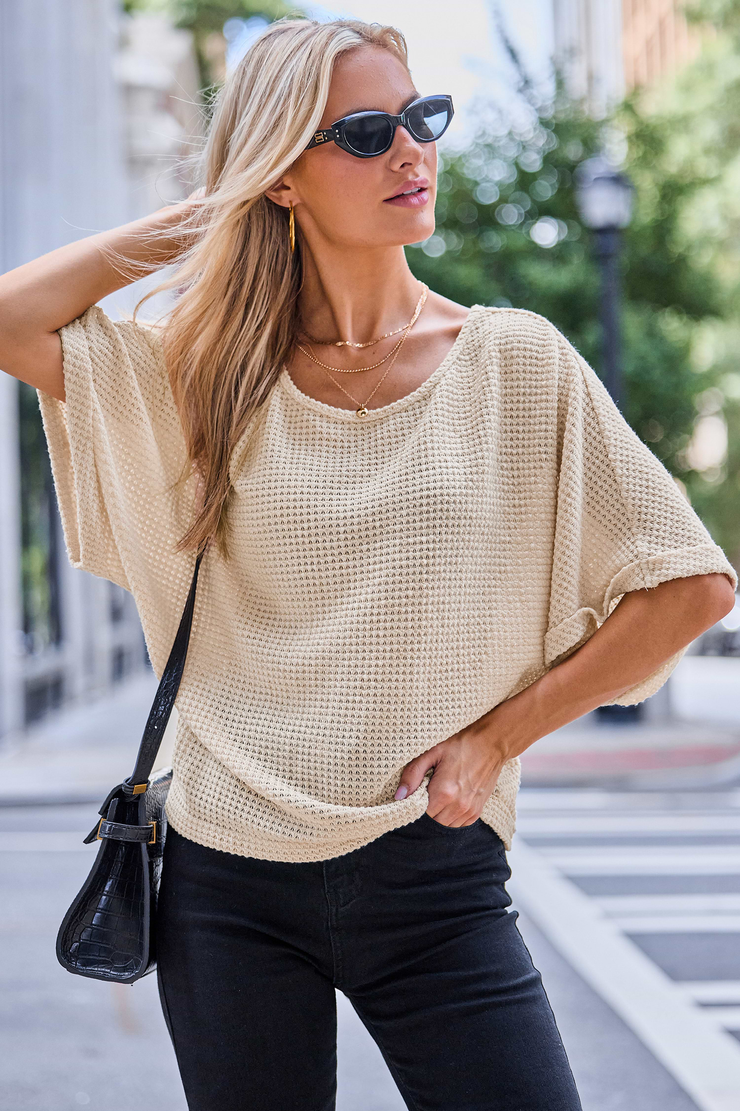 Blush Pink Open-Front Shag Cardigan
