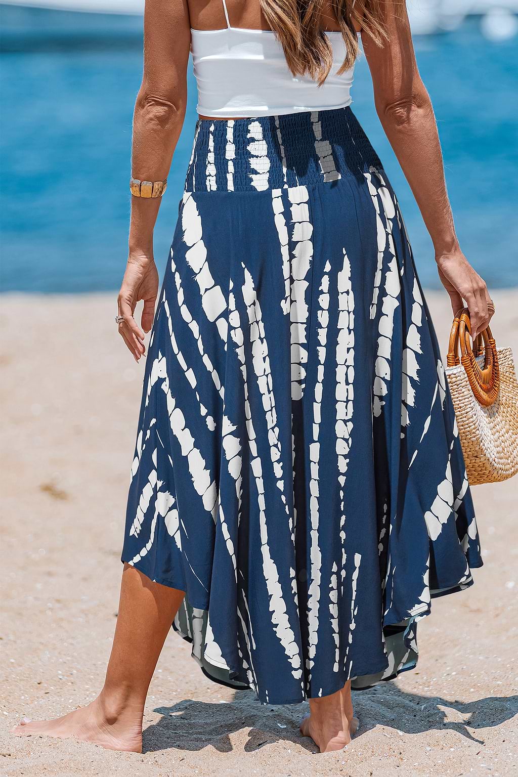 Color Wave Tie-Dye Midi Skirt