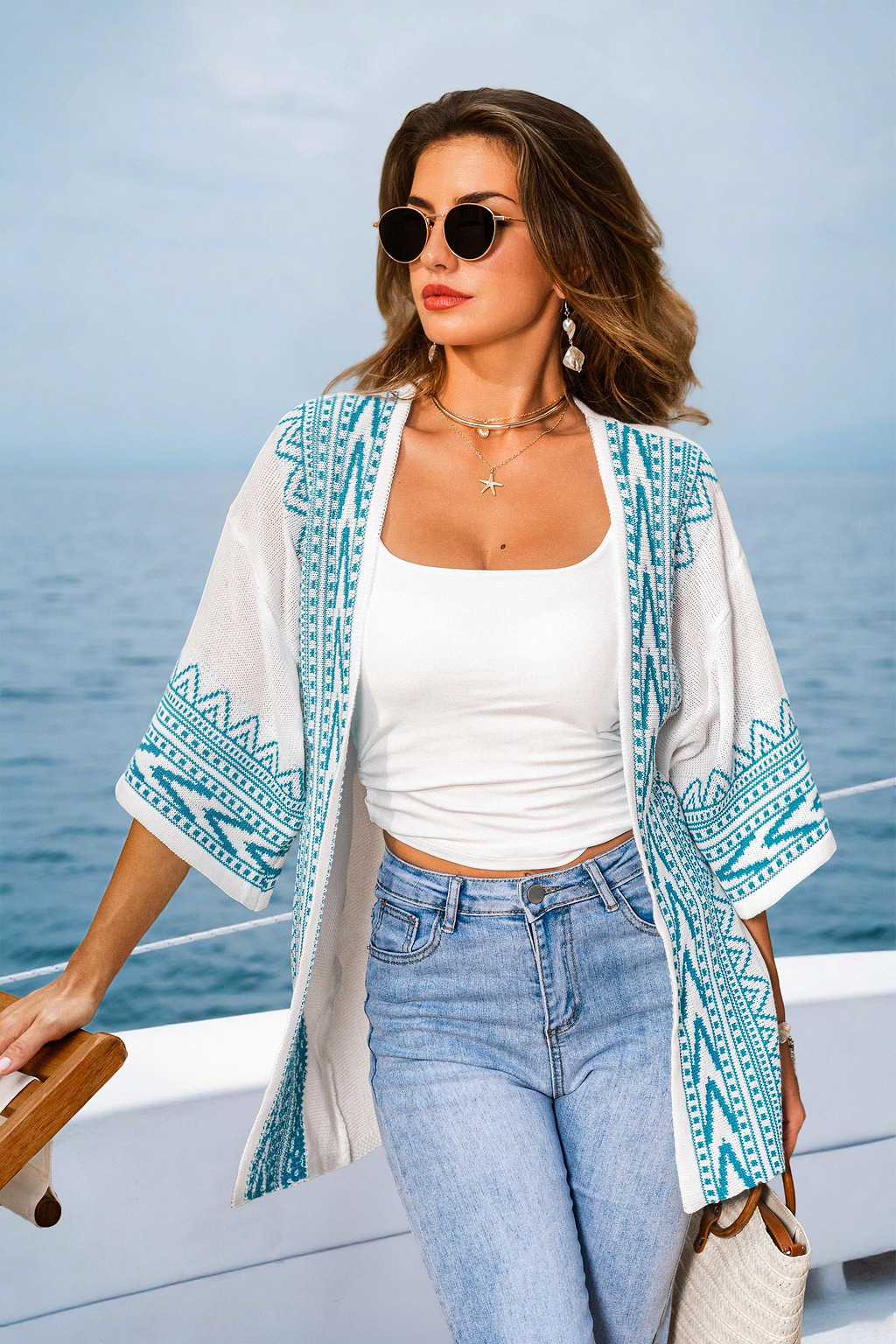 Cárdigan geométrico Arctic Echo