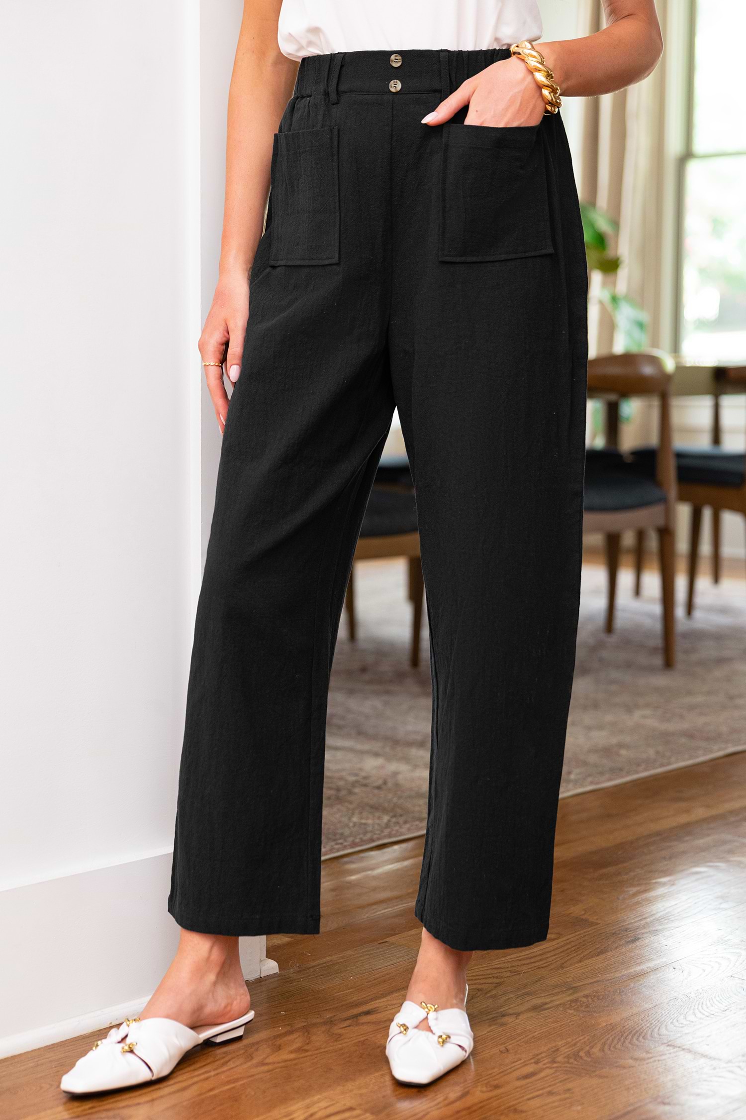 [OPEN YY] / ☆ 24FW CORDUROY WIDE-LEG PANTS / BLACK OPEN YY
