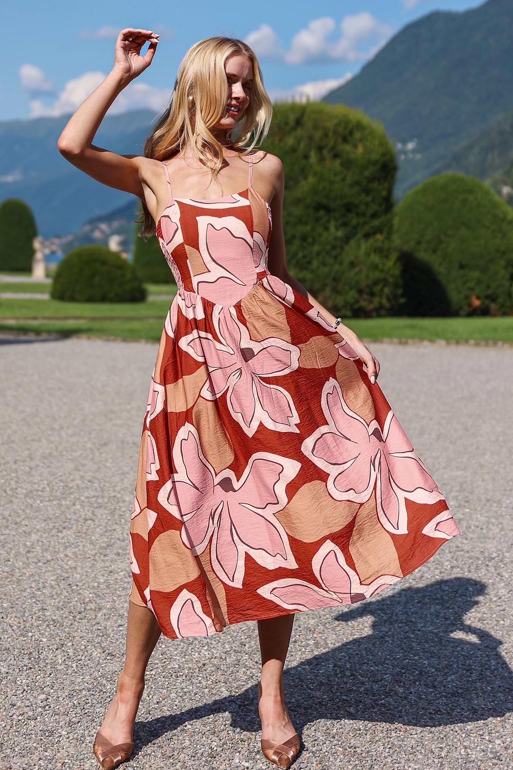 Soft Sunshine Floral Midi Dress