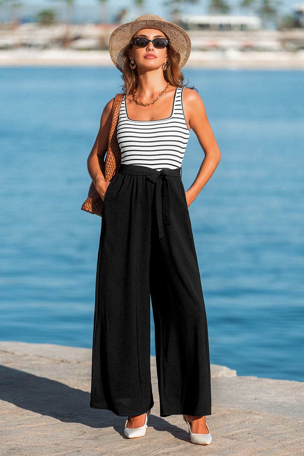 In Formation gestreepte jumpsuit