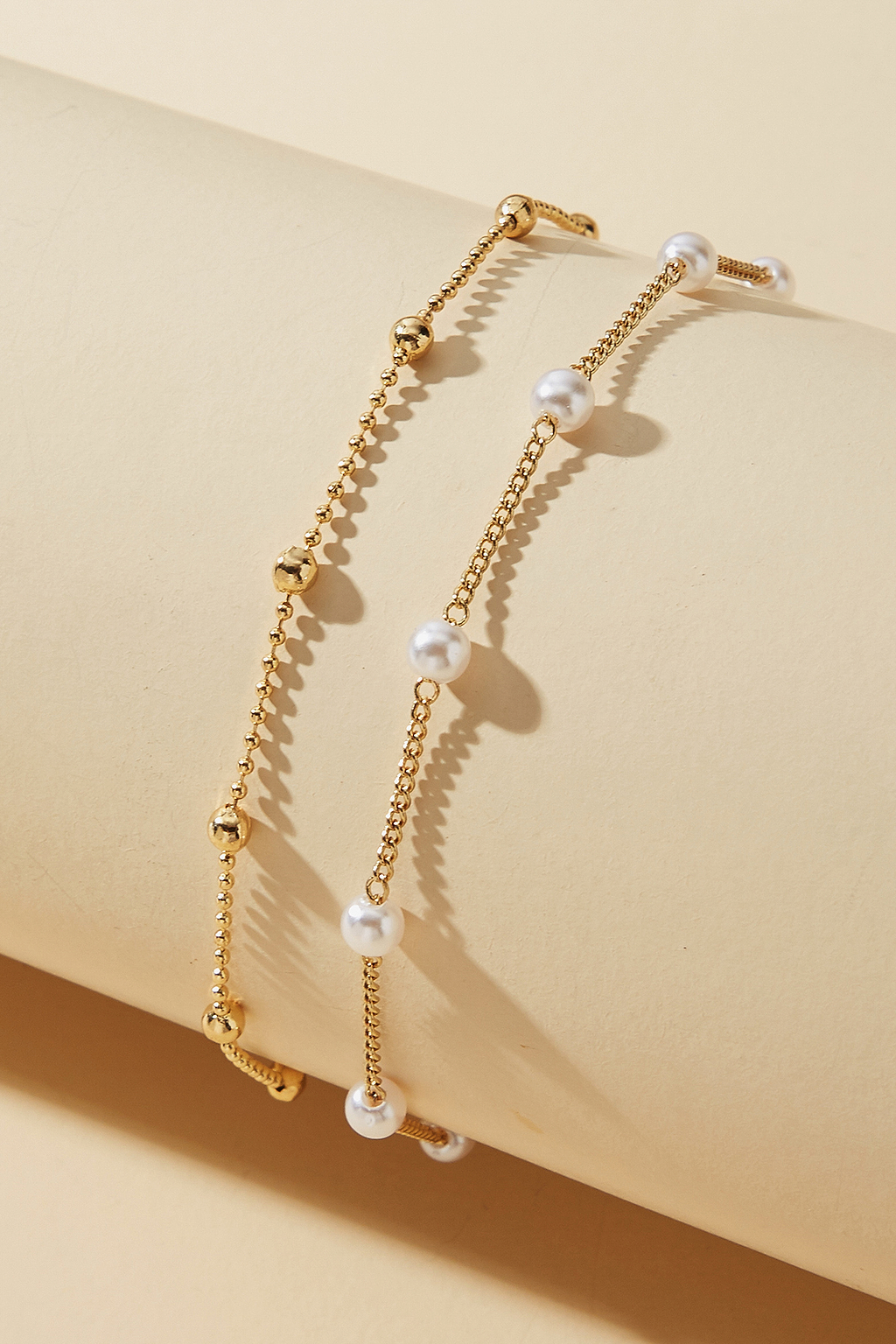 Golden Whisper Pearl Beaded Bracelet Set