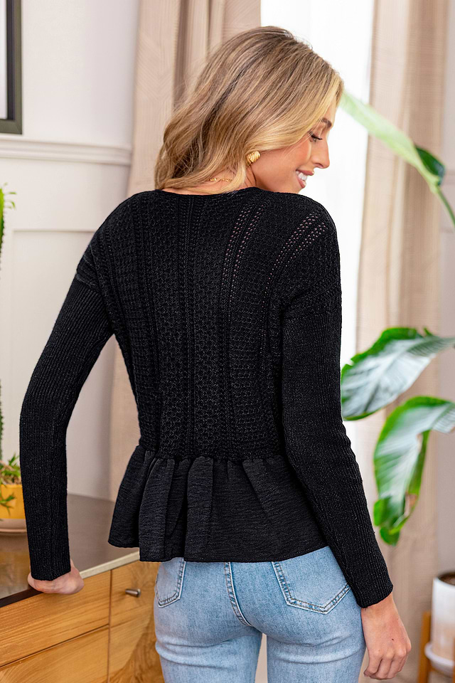 Black Ruffled Jumper Top