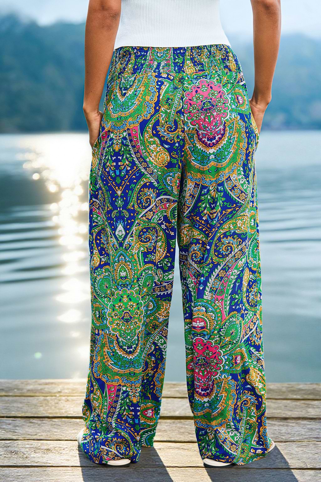 Spodnie paisley z motywem zagubionych myśli