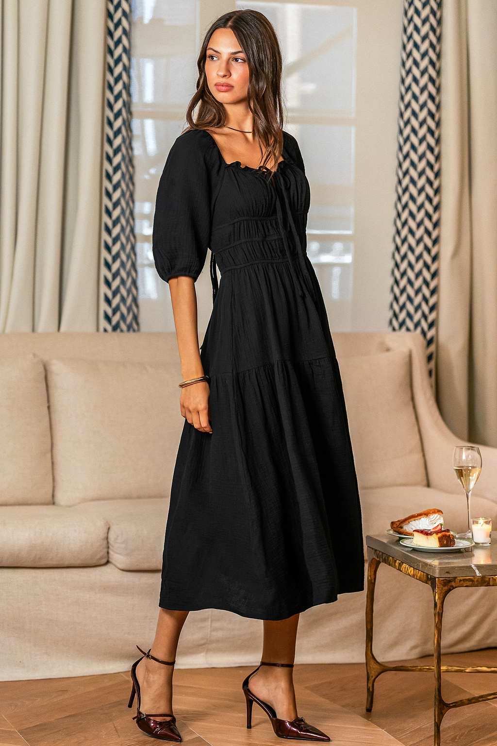 Abito midi nero Honey & Haze