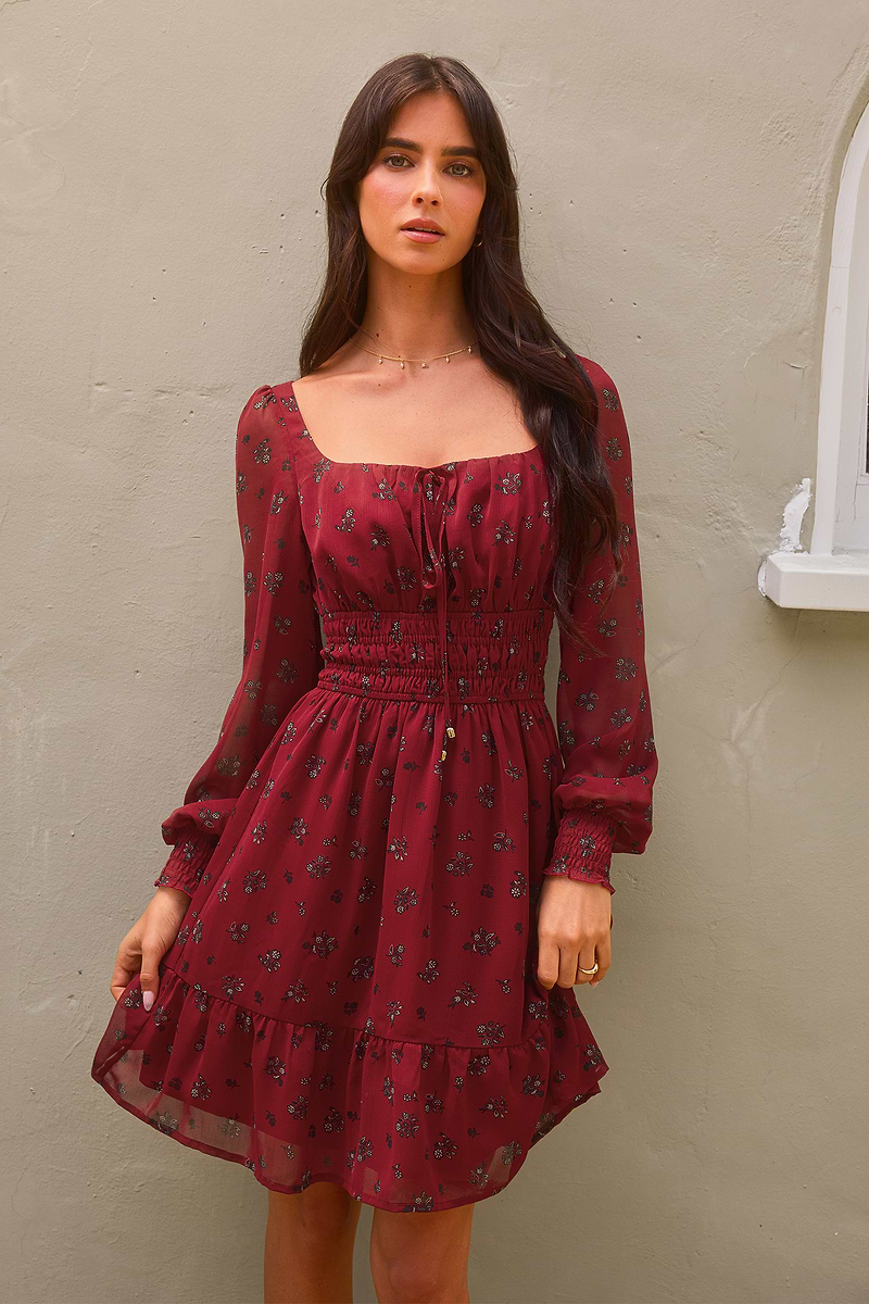 x Renee & Elisha Herbert Cabernet Mini Dress