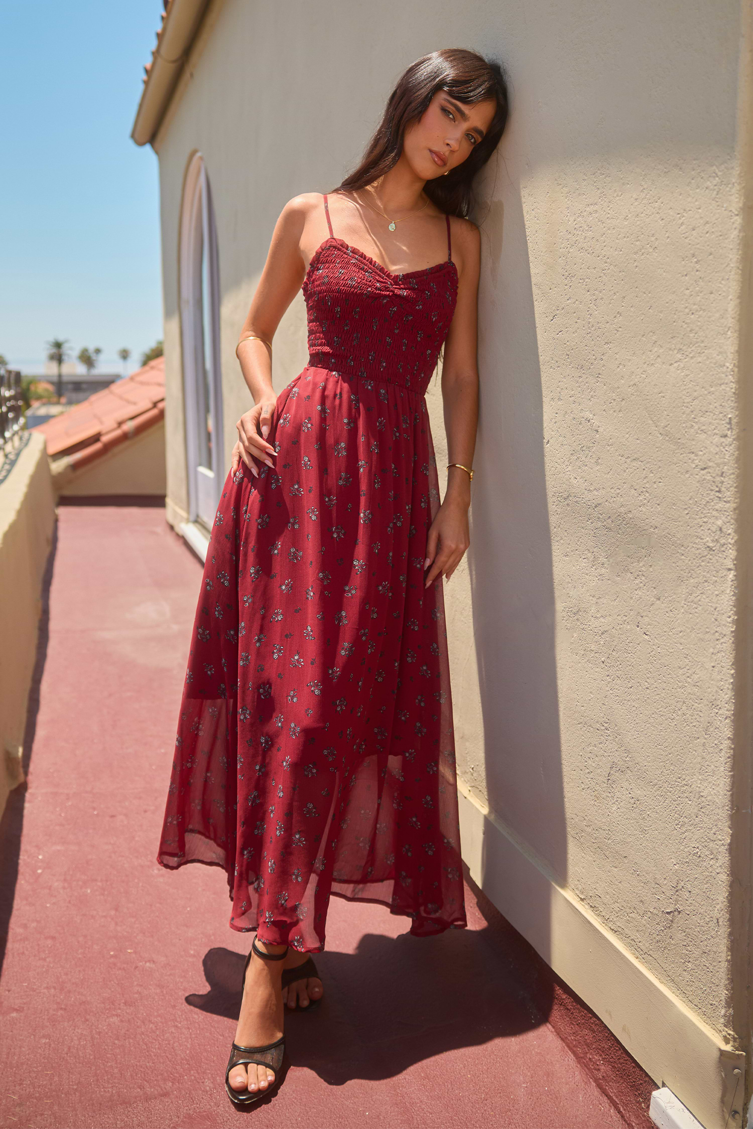 Pink Square Neck Puff Sleeve Milkmaid Dress
