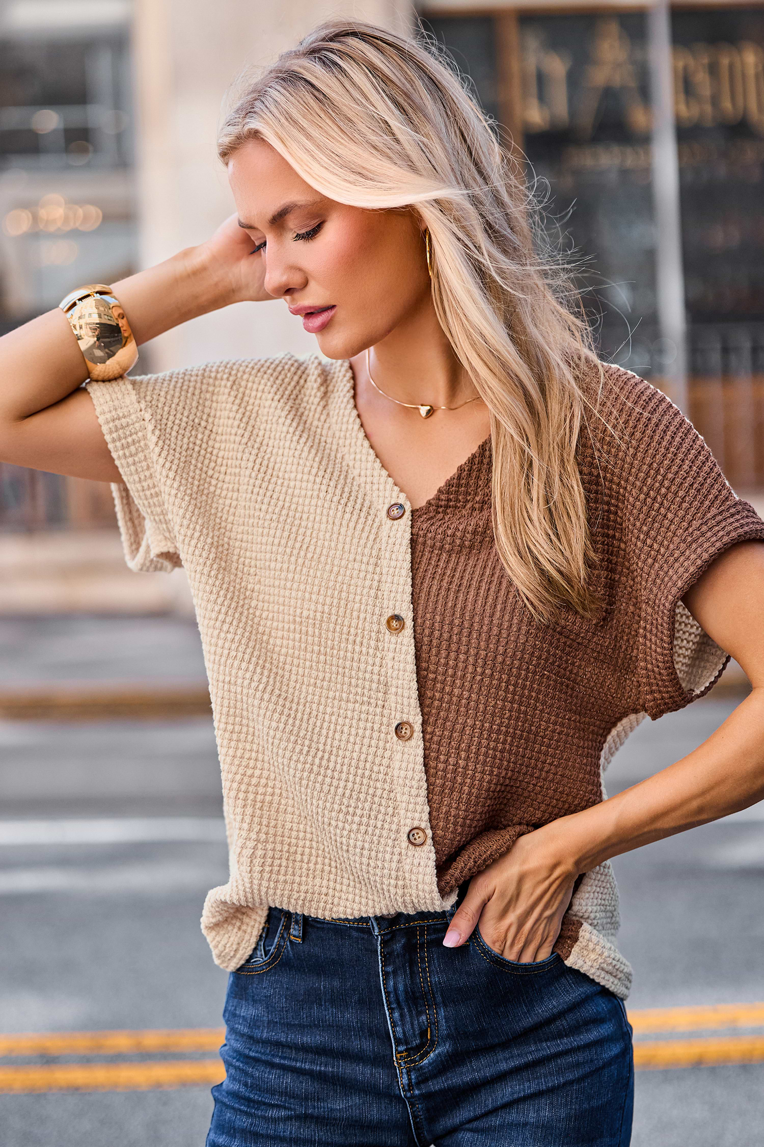 orgue Cut gather tops【Beige】 Ripson Taupe Cropped Crochet Cardigan | La petite garçonne