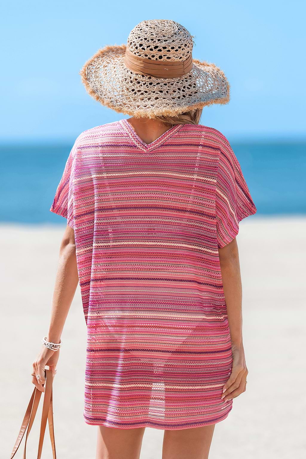 Crossing Paths Striped Cover-Up Mini Dress