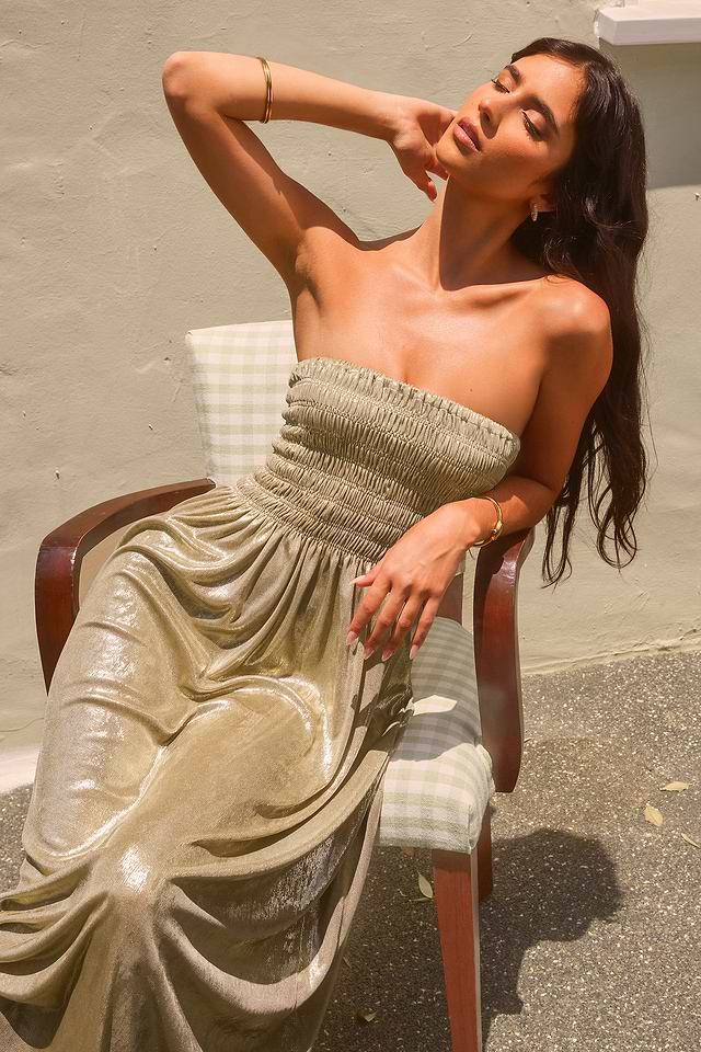 x Renee & Elisha Herbert Golden Goddess Maxi Dress | Elegant & Glowing Style | Cupshe x Renee & Elisha Herbert Golden Goddess Maxi Dress | Elegant & Glowing Style | Cupshe