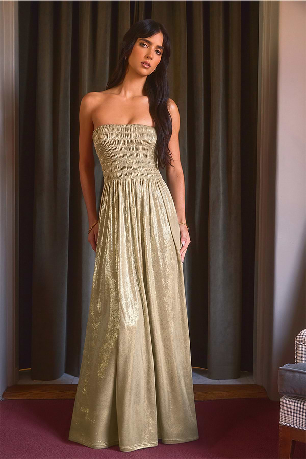 green emerald velvet dress Amanda Gold Bandage Strapless Formal Maxi Dress - US 8 main image 1