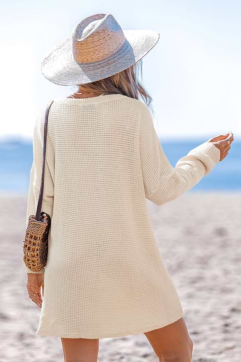Fireside Mood Beige Mini Dress