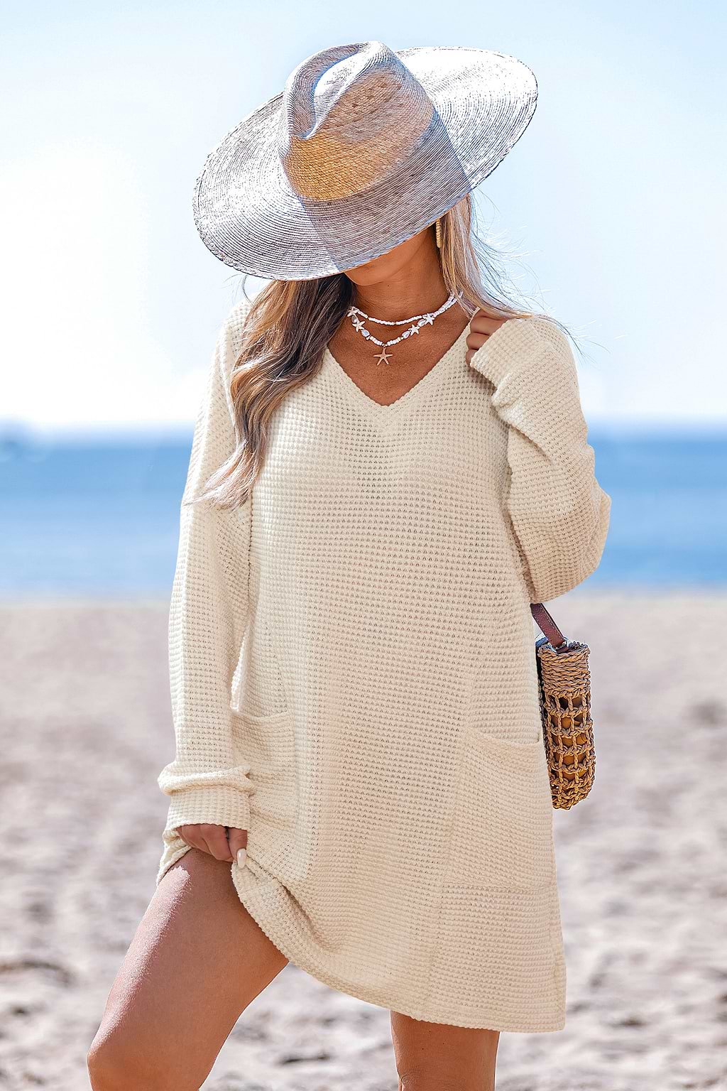 Vestido mini beige Fireside Mood