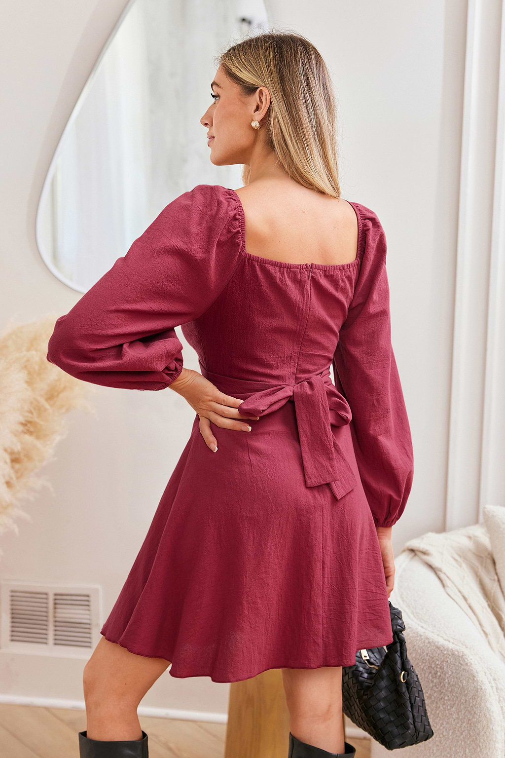 Red Velvet Burgundy Mini Dress