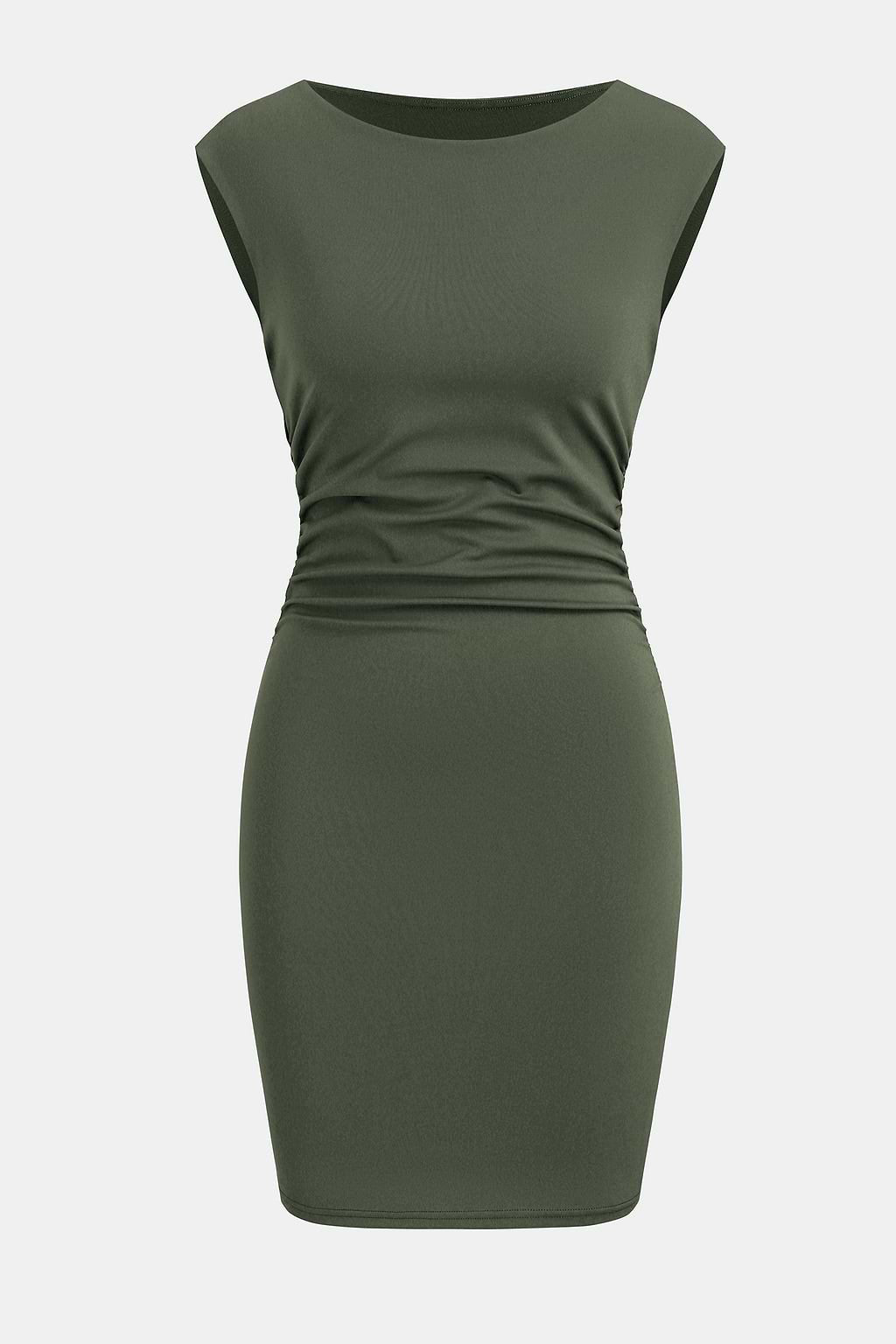 x JoJo Olive Green Boatneck Sleeveless Mini Dress
