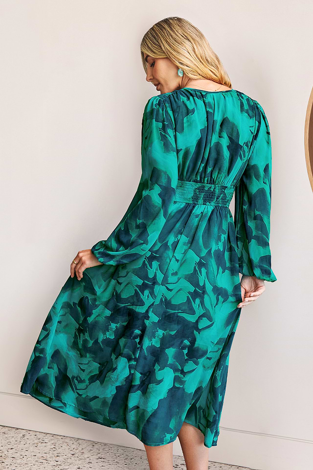 enchanted moment floral ruffled lace midi dress Blue Flower Lace Midi Dress S