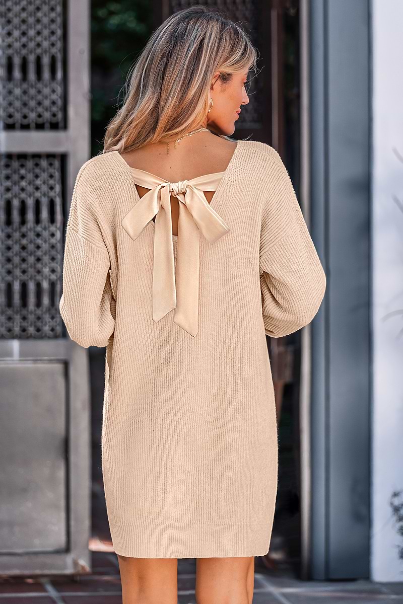 Comfy Mood Beige Mini Sweater Dress
