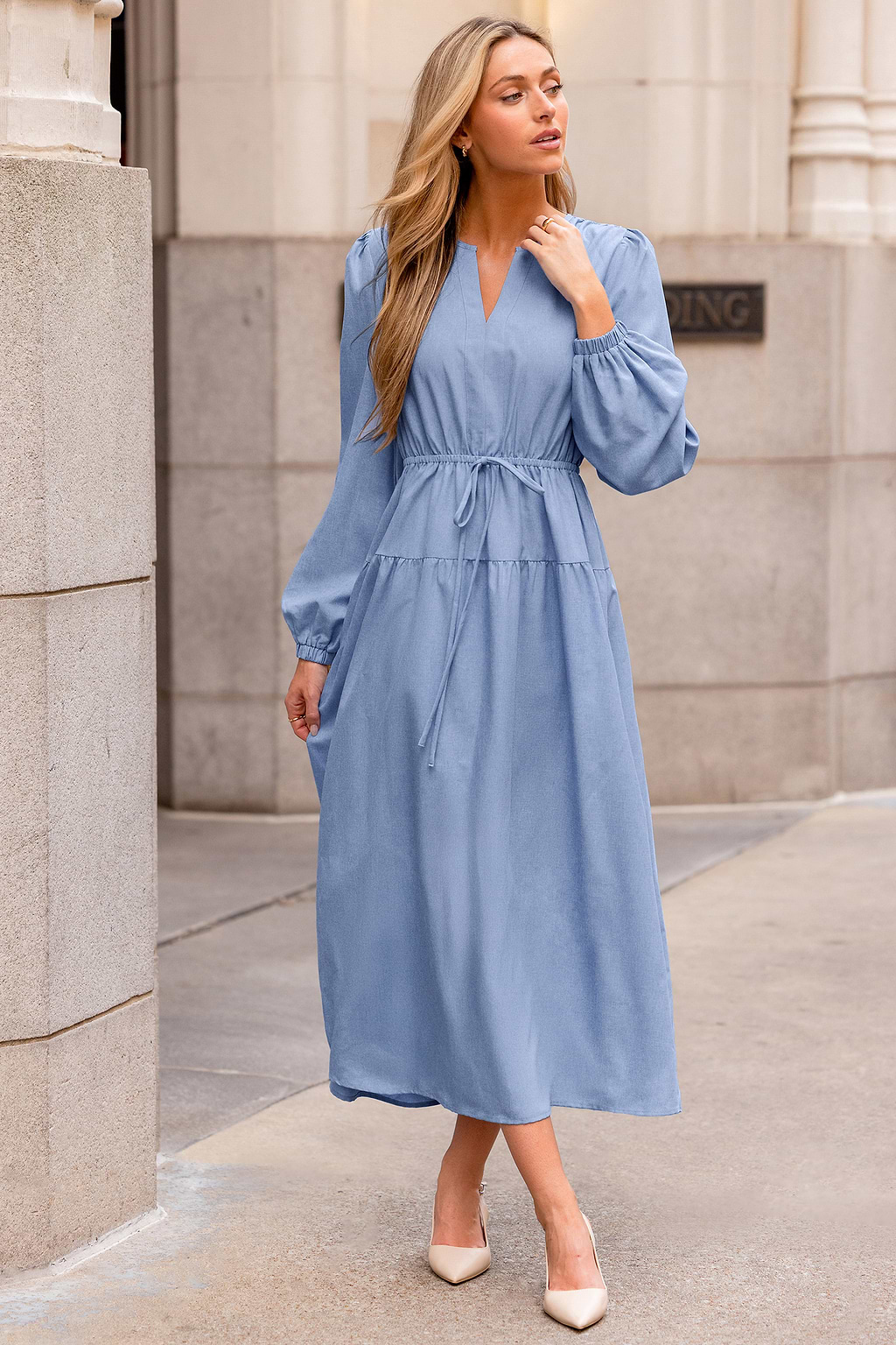On the Dot Blue Maxi Dress