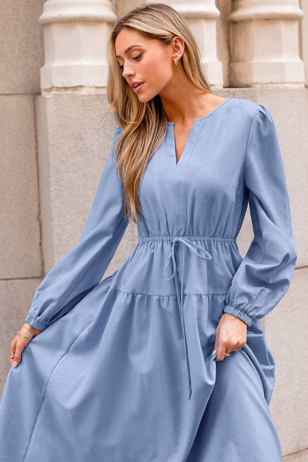 On the Dot Blue Maxi Dress