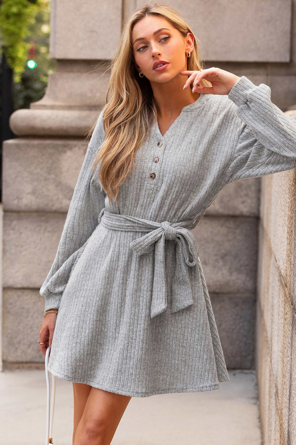 Vestido mini gris All in Good Time