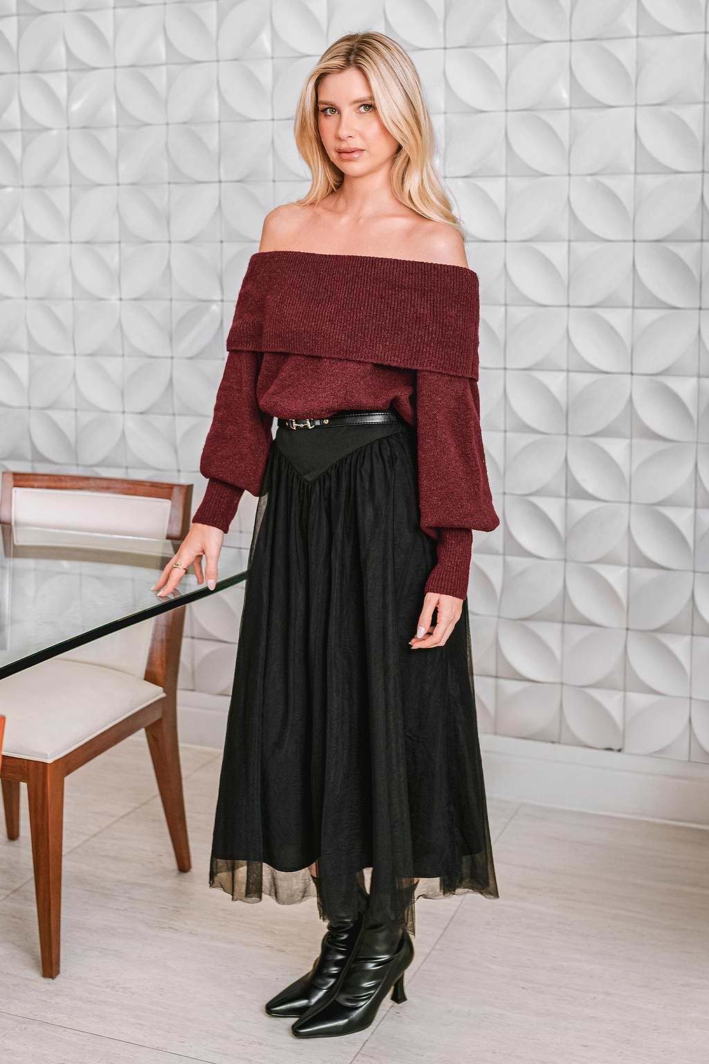 Bordeaux Nights Red Sweater