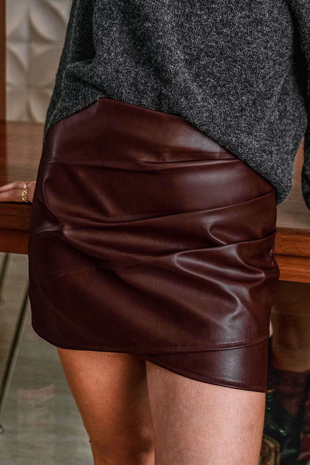 Sassy Strut Burgundy Mini Skirt