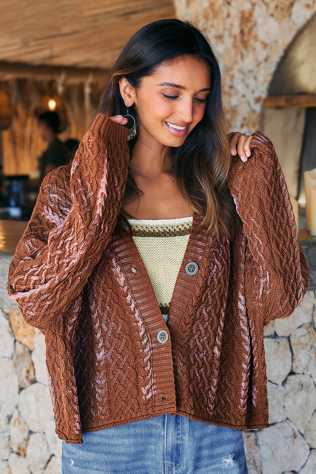 Café Stop Brown Cardigan