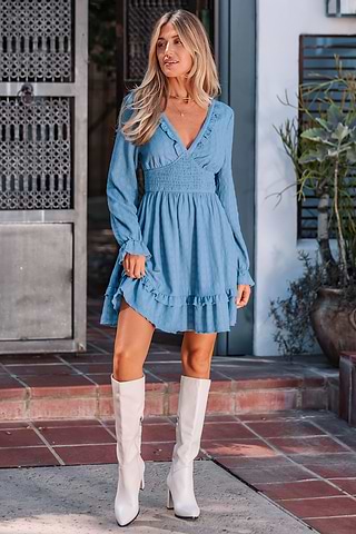CUPSHE Mini Vestido De Mujer Redondo Con Cuello En V