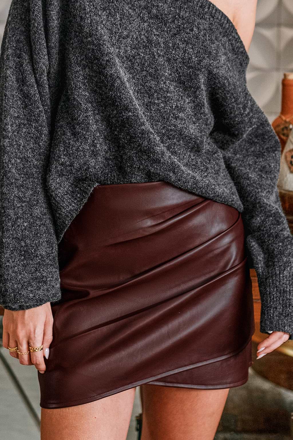 Sassy Strut Burgundy Mini Skirt