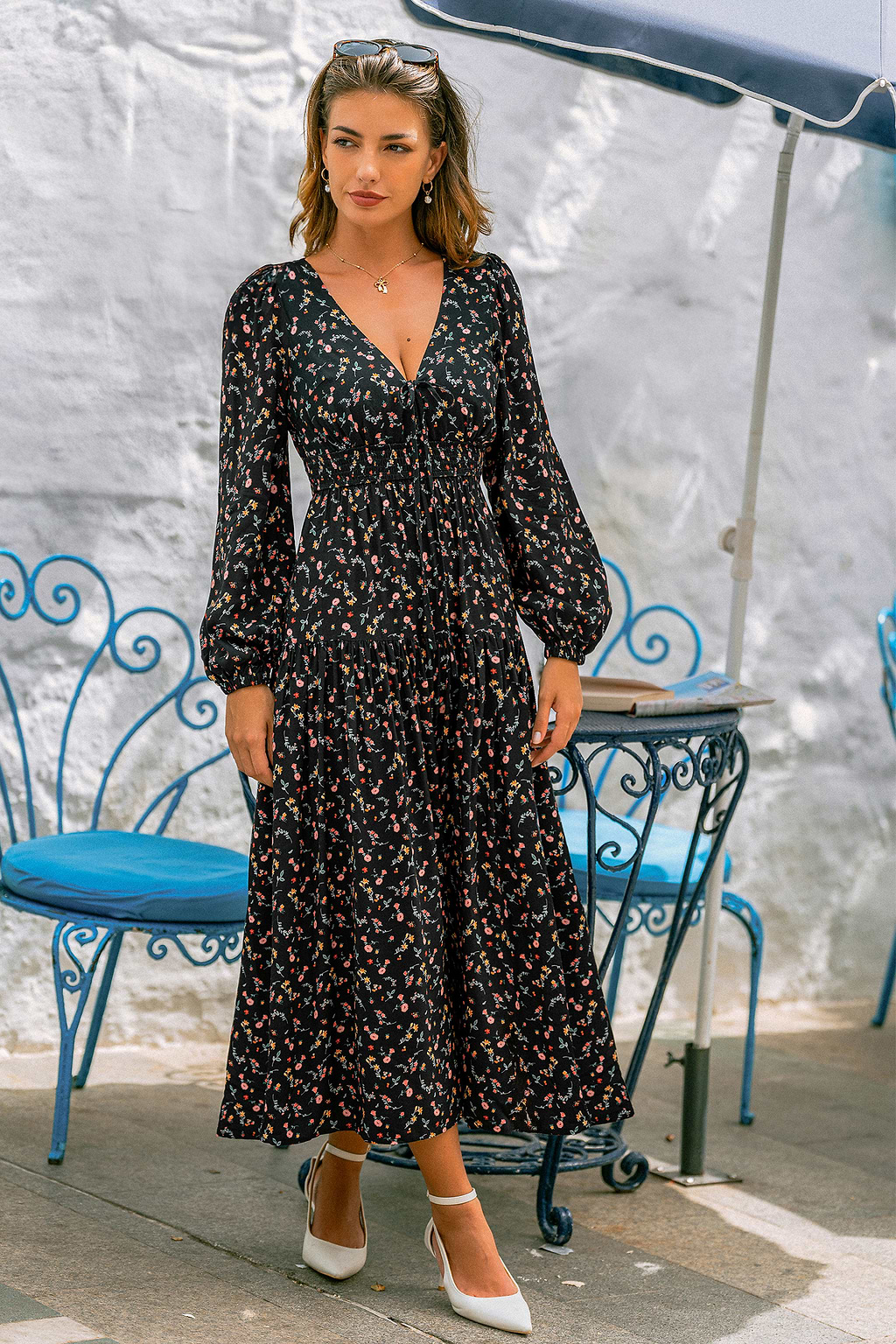 Vestido largo floral Shadow Bloom