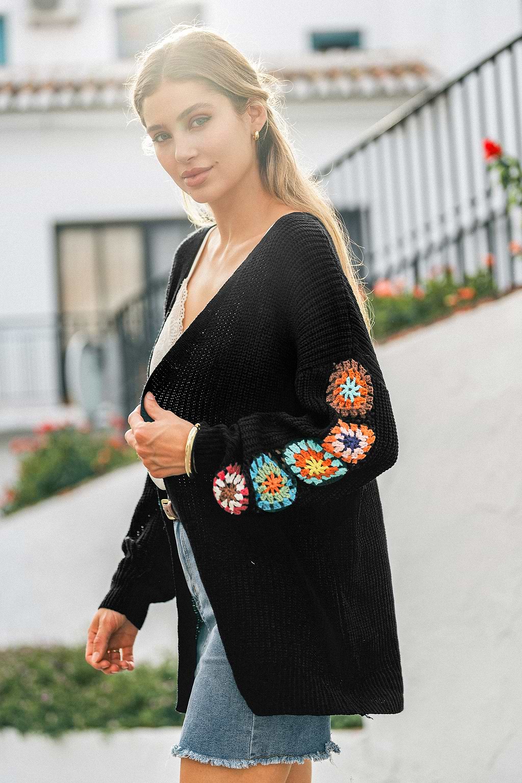Wildflower Crochet Black Cardigan
