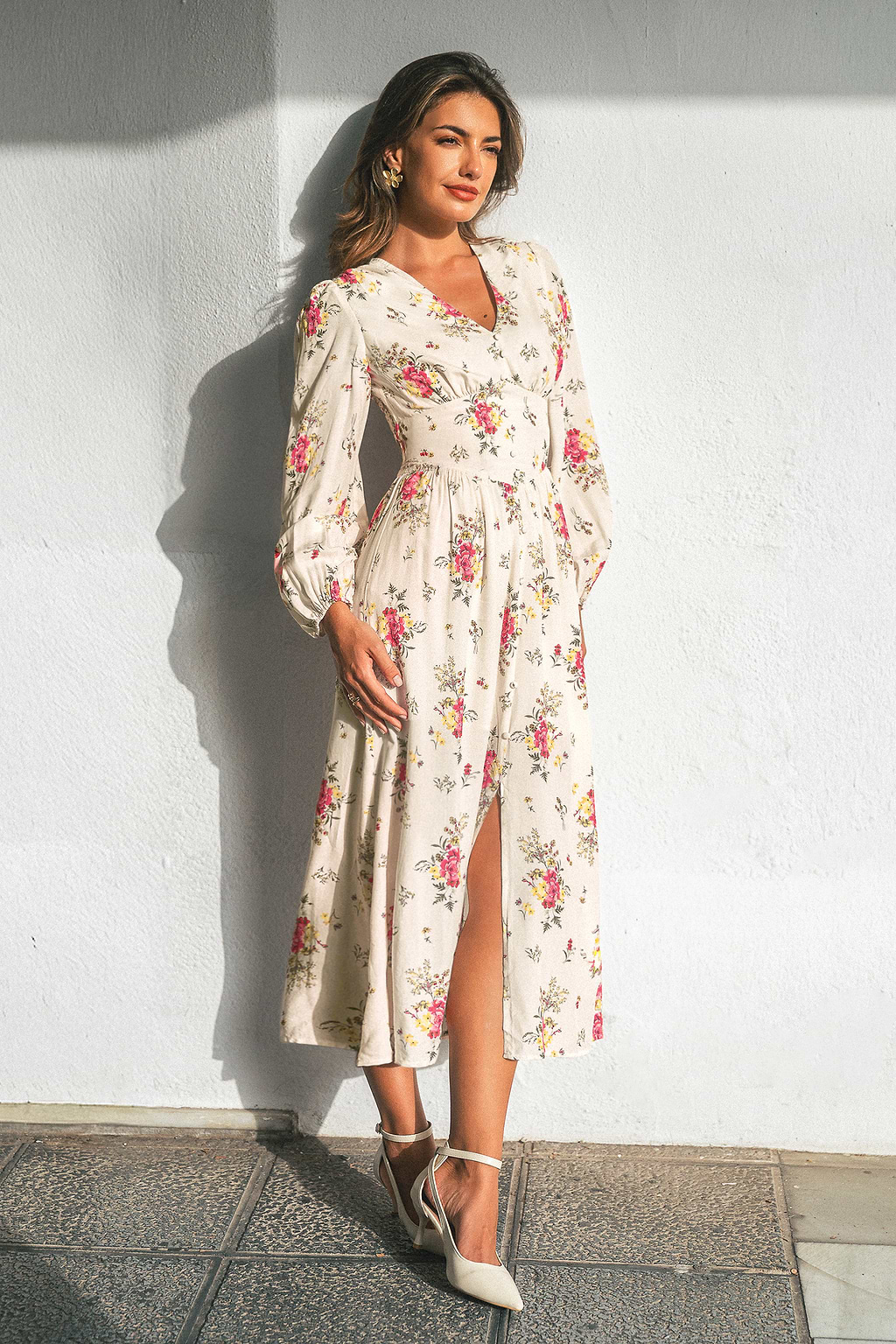 Retro Radiance Floral Maxi Dress