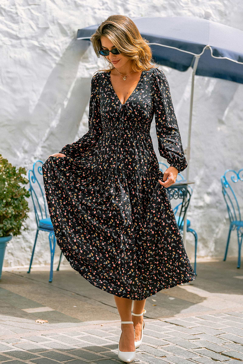 Shadow Bloom Floral Maxi Dress