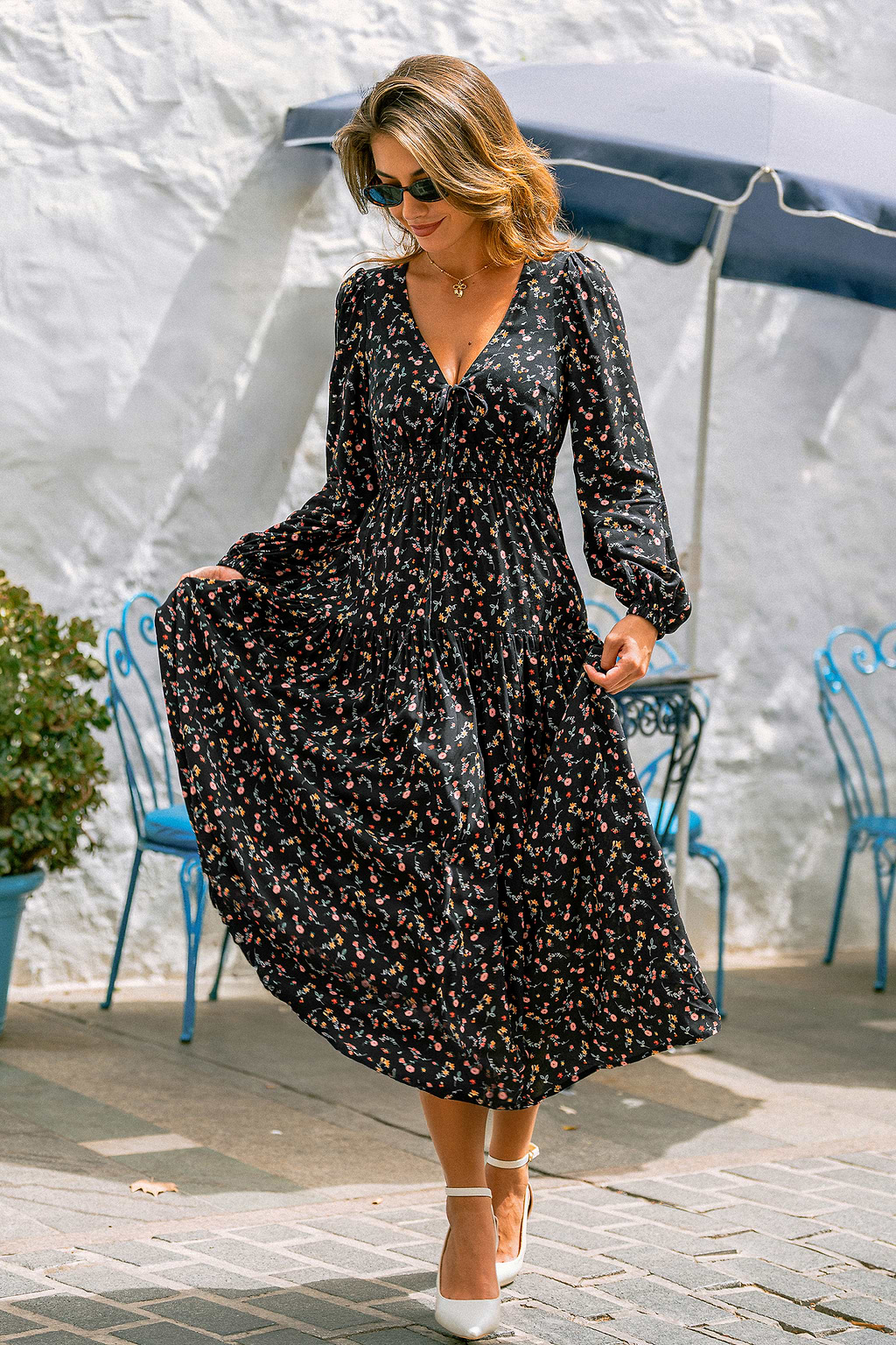 Shadow Bloom Floral Maxi Dress