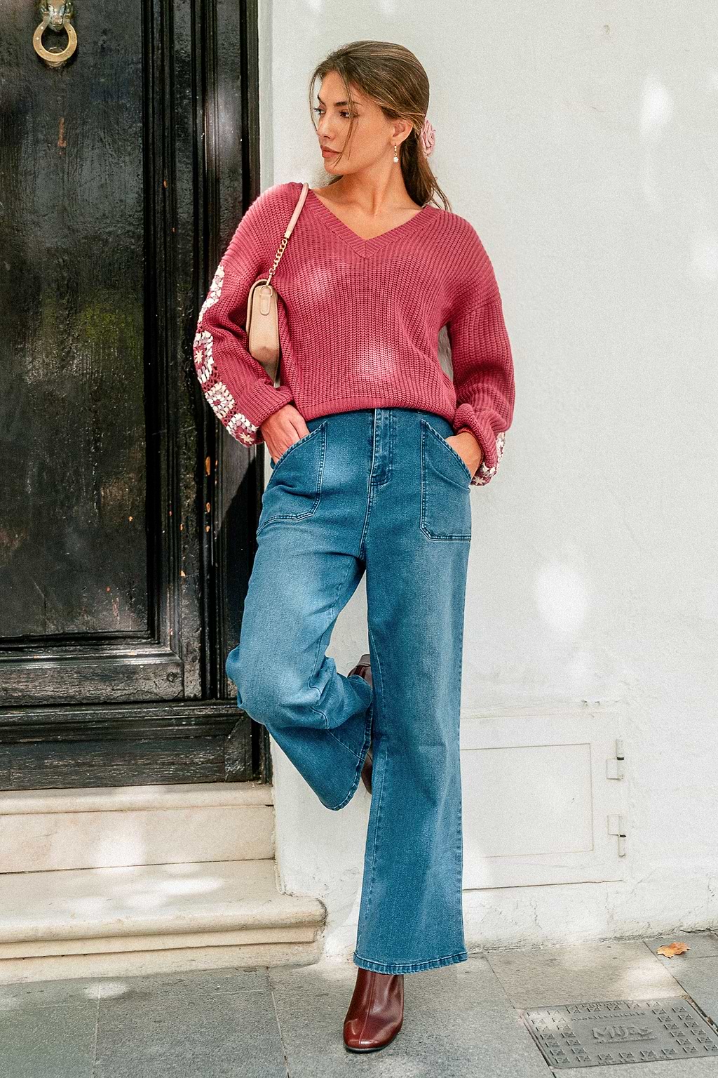 Wildflower Crochet Pink Sweater