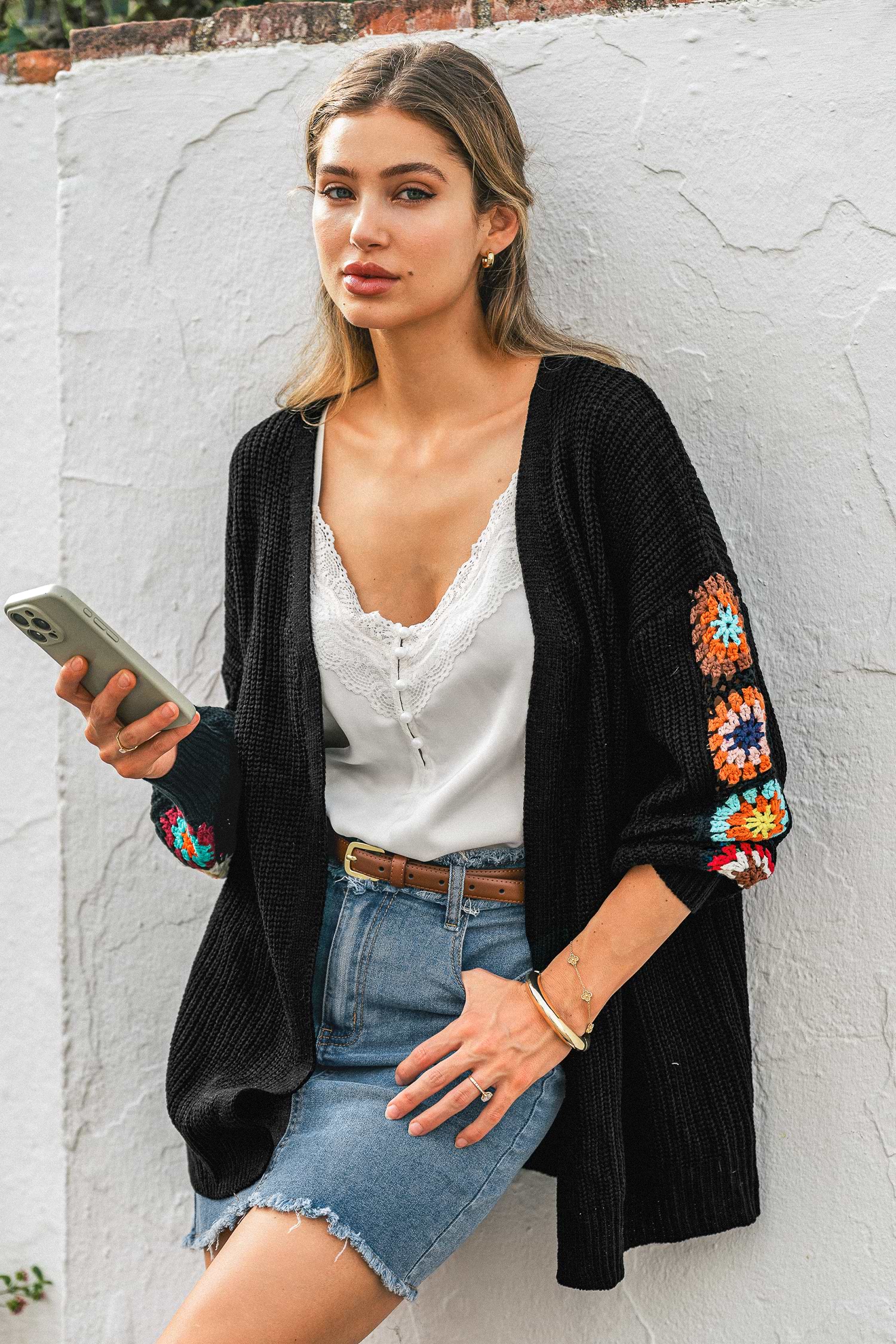 Wildflower Crochet Black Cardigan | Cozy & Chic Layering Piece