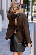 Chocolate Bow-Back Knit Jumper