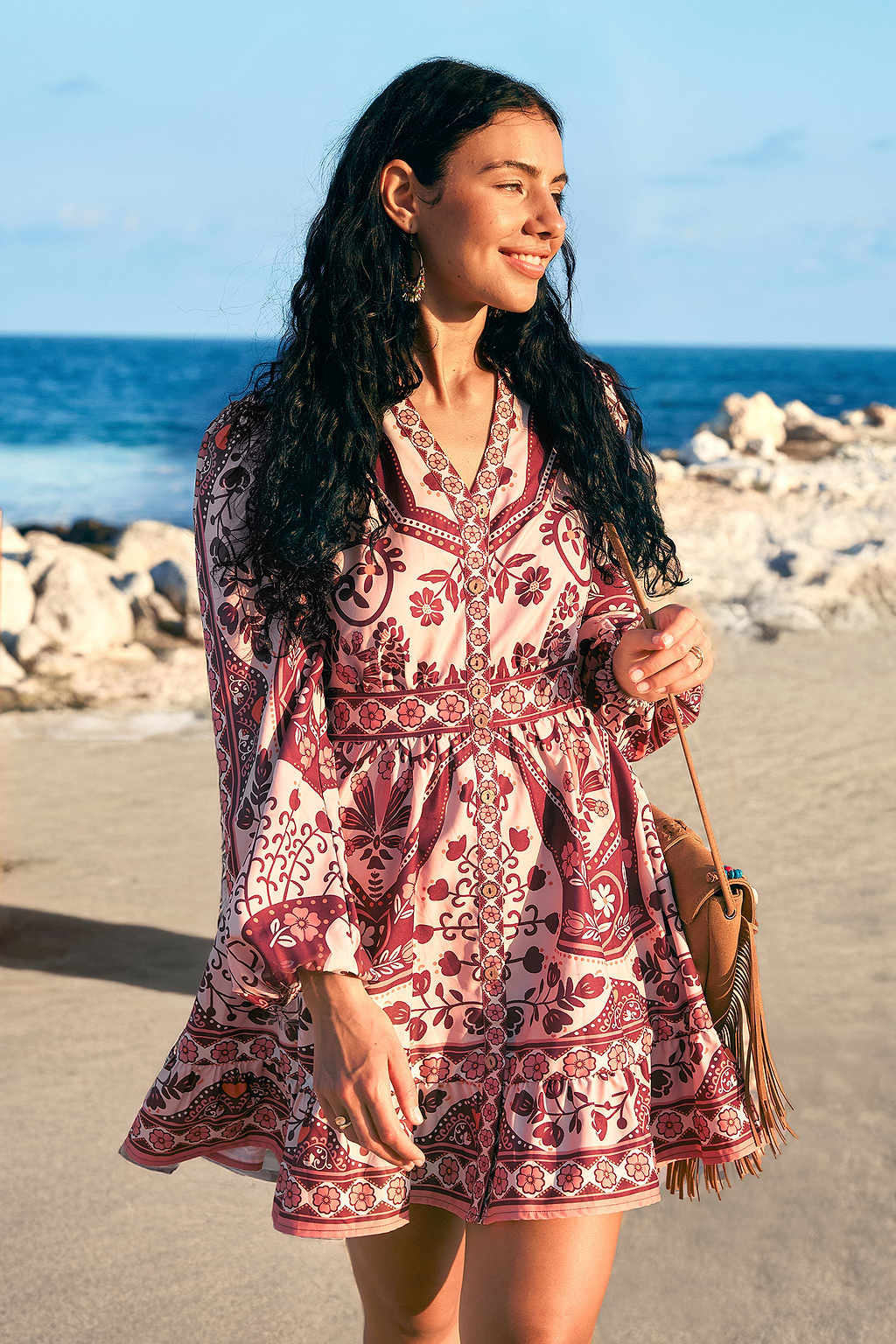 Mini abito boho con piani spontanei
