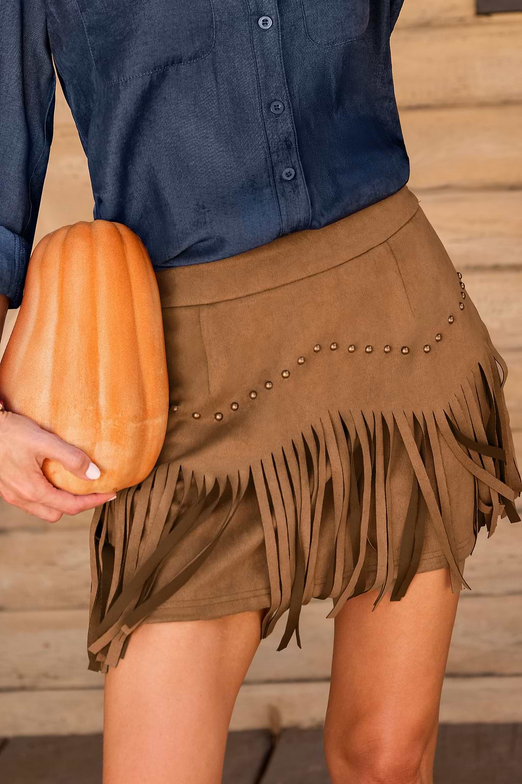 Western Whim Brown Mini Skirt