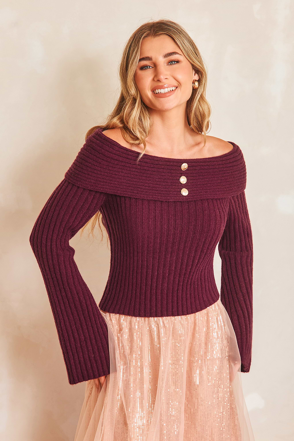 Cherry Wine Red Kintted Jumper